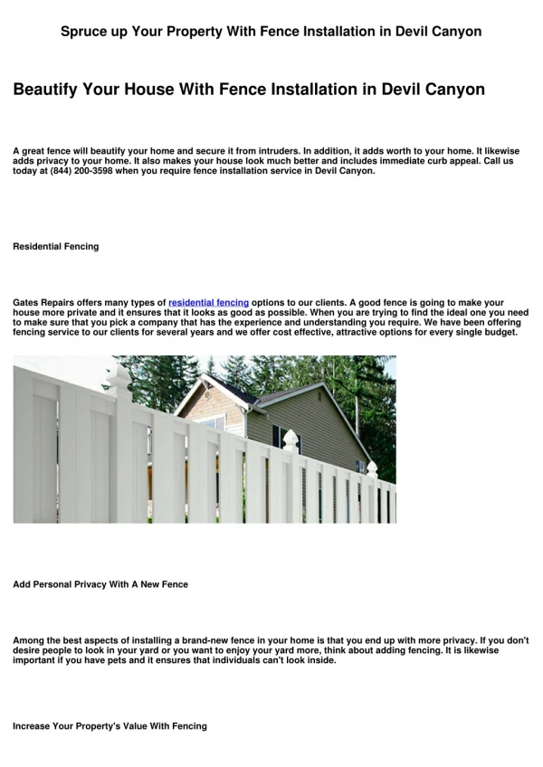 Enhance Your Home With Fence Installation in Devil Canyon