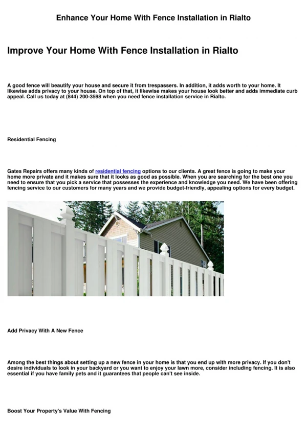 Beautify Your House With Fence Installation in Rialto