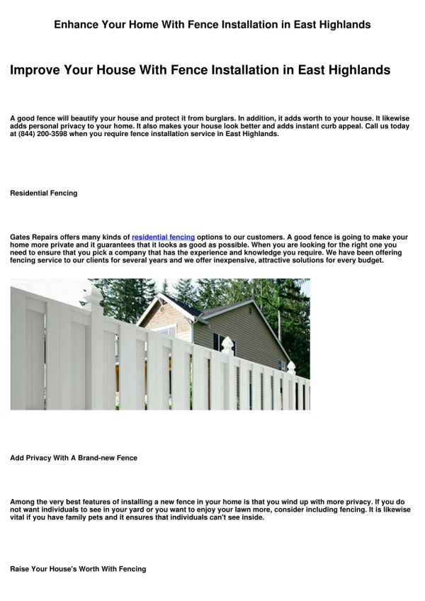 Beautify Your House With Fence Installation in East Highlands