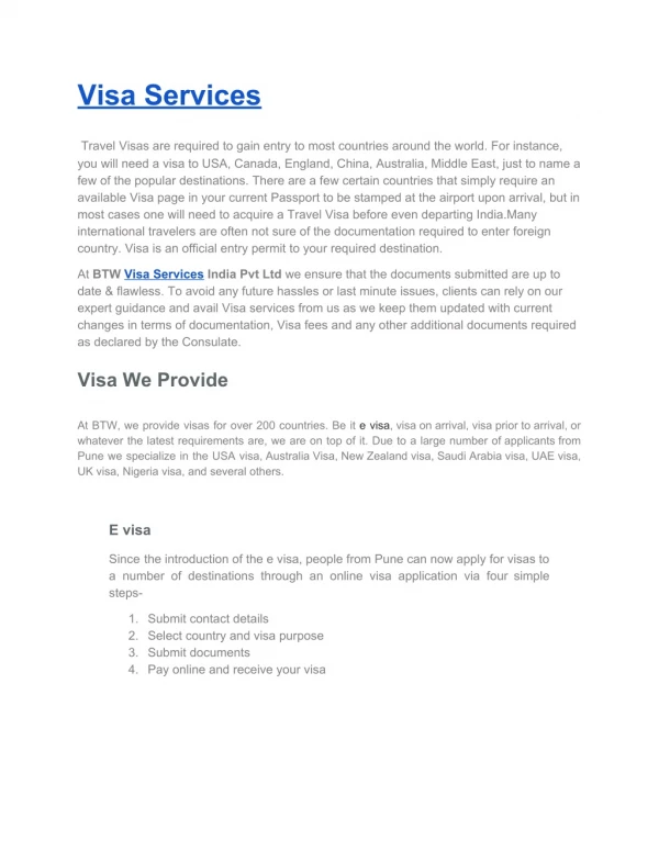 visa services
