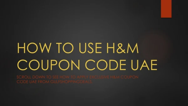 How To Use H&M Coupon Code