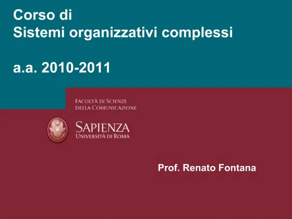 Corso di Sistemi organizzativi complessi a.a. 2010-2011