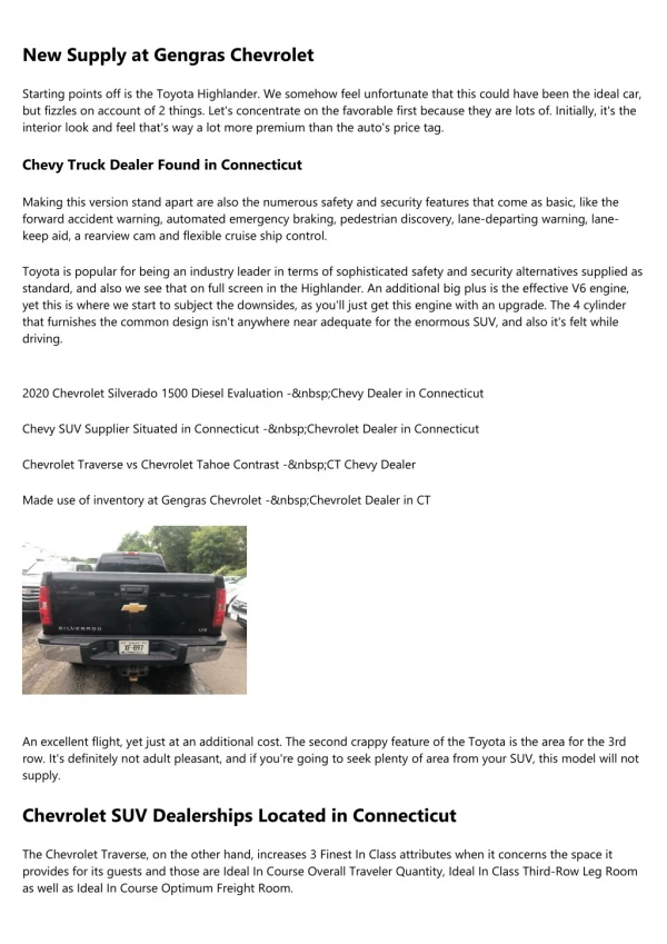 Chevy SUV Dealership Found in CT