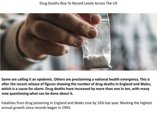 Drug Deaths Rise To Record Levels Across The UK