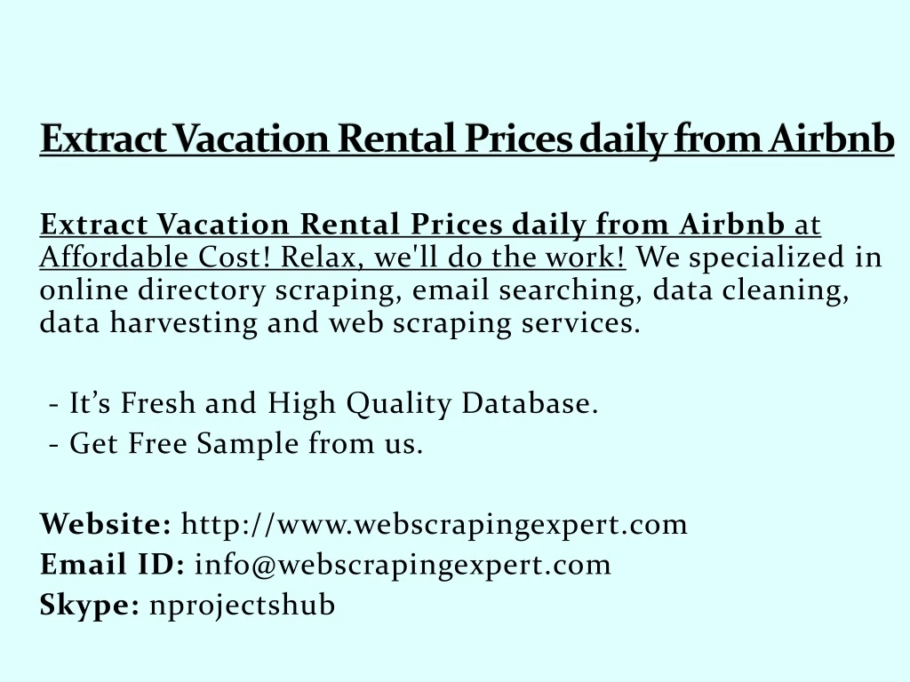 extract vacation rental prices daily from airbnb