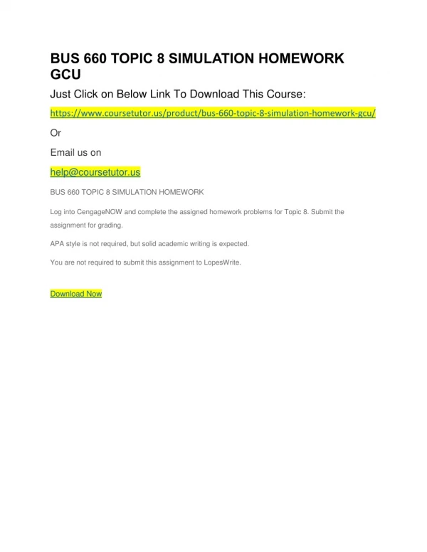 bus 660 topic 8 simulation homework gcu just