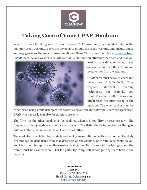 Taking Care of Your CPAP Machine