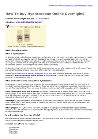 How To Buy Hydrocodone Online Overnight? - slide 1