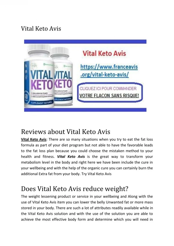 Vital Keto Avis