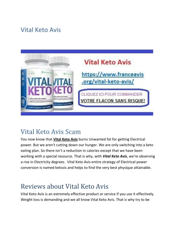 Vital Keto Avis