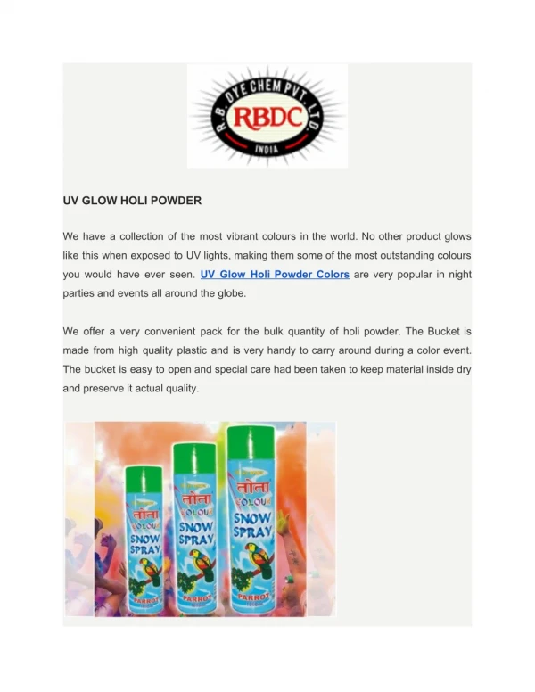uv glow holi powder
