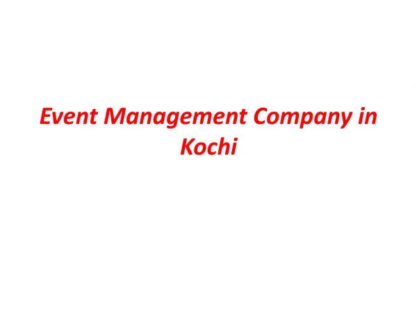Event Management in Kochi