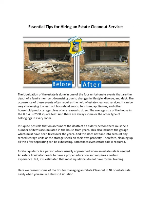 Essential Tips for Hiring an Estate Cleanout Services