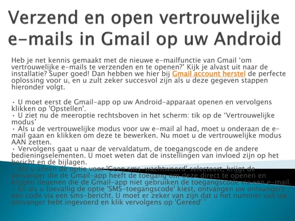 Gmail wachtwoord herstellen android