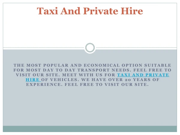 Taxi And Private Hire