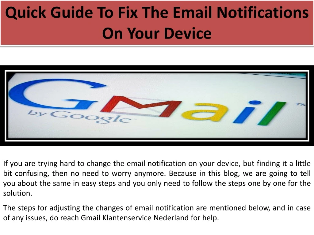 quick guide to fix the email notifications