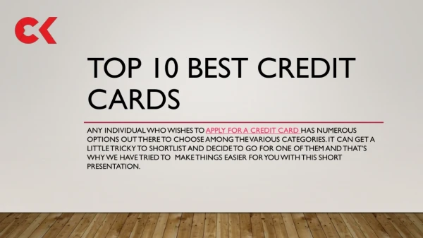 Top 10 credit cards
