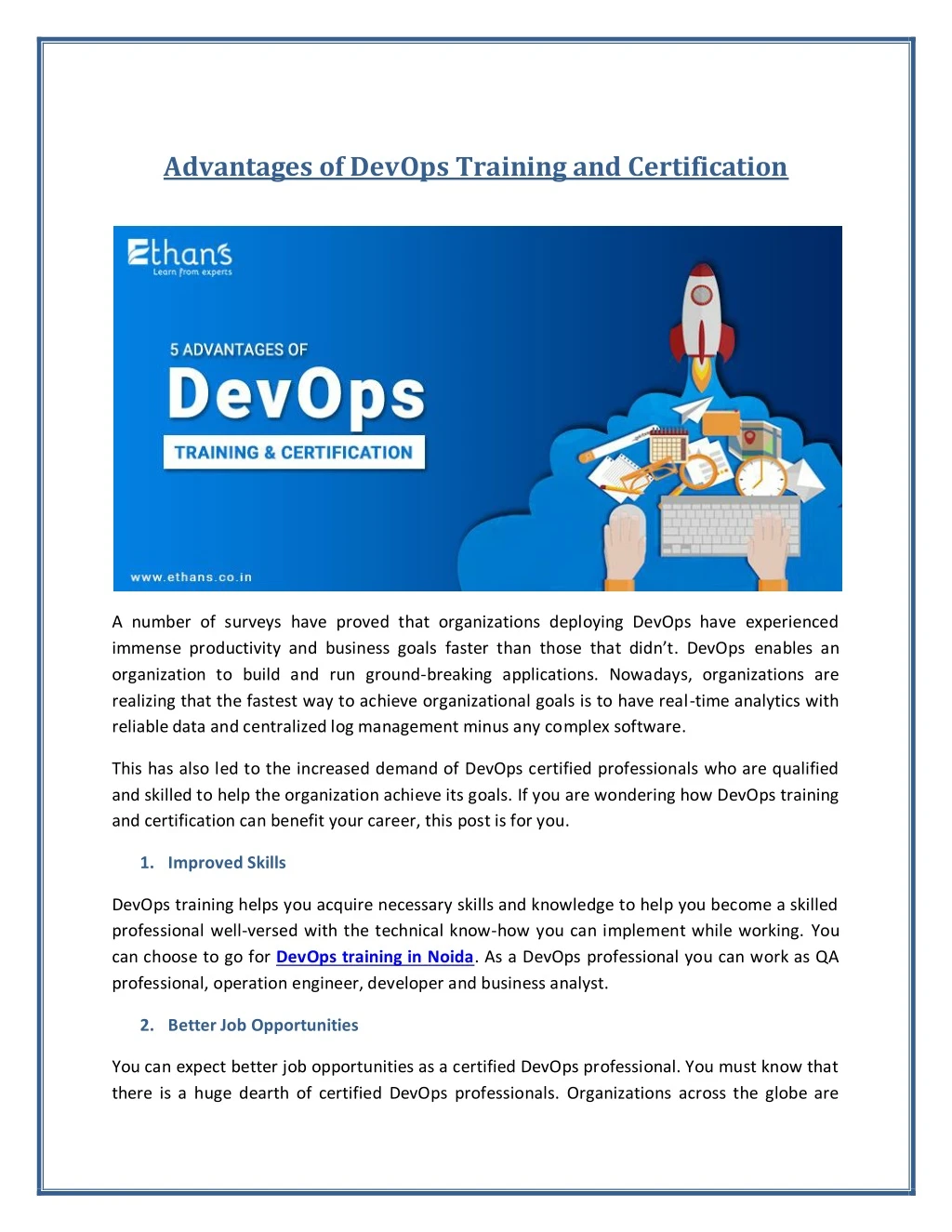 advantages of devops training and certification