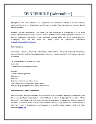 EPINEPHRINE (Adrenaline)