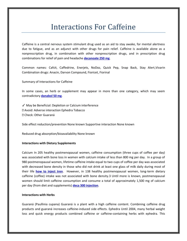 interactions for caffeine