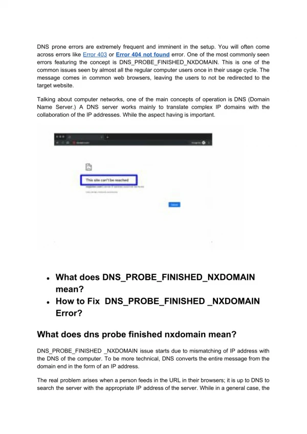 dns probe finished nxdomain error