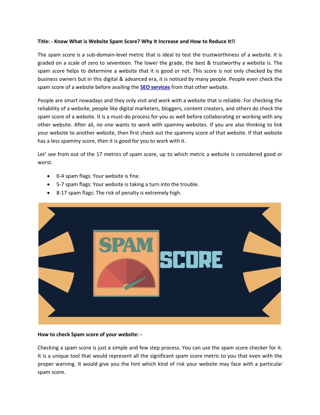 title know what is website spam score