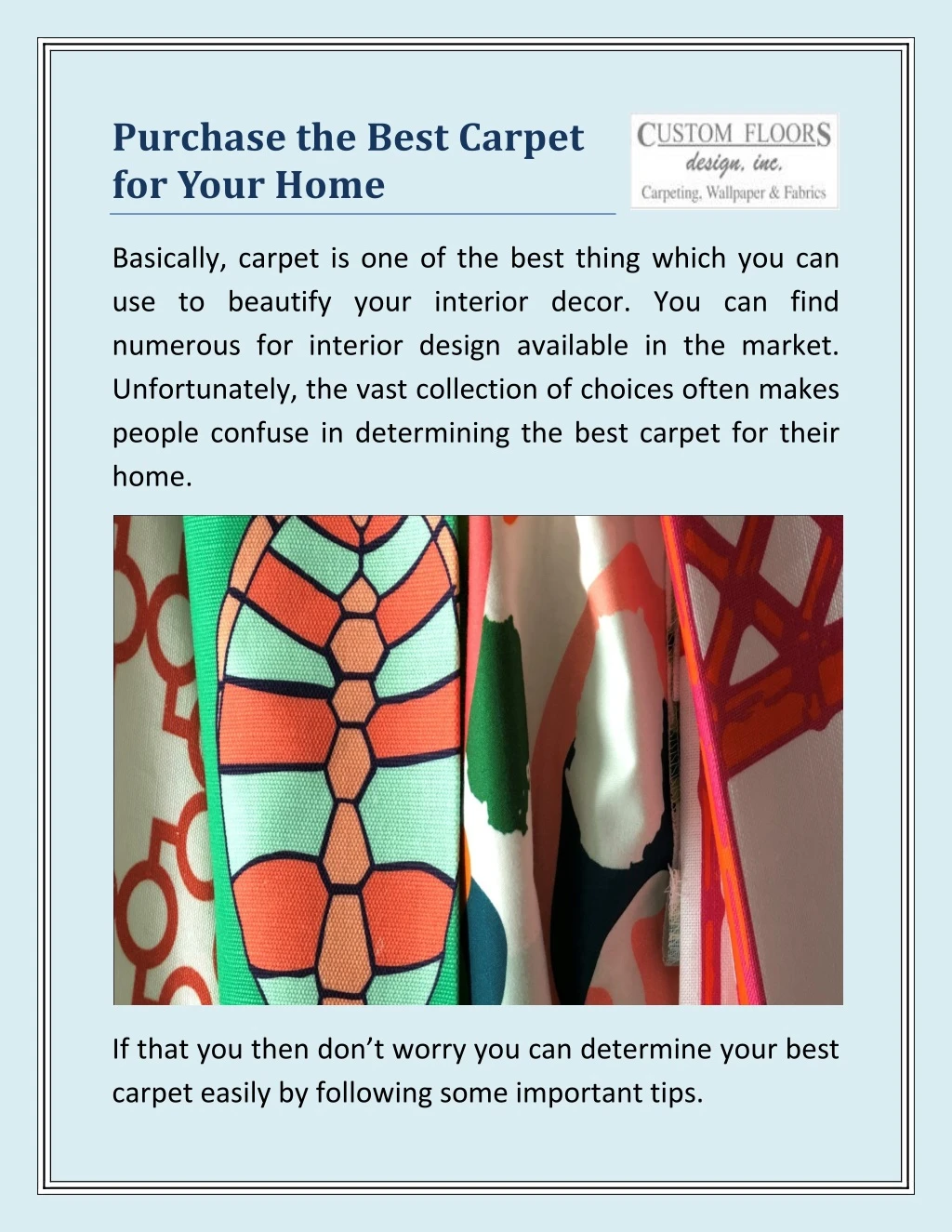 purchase the best carpet for your home