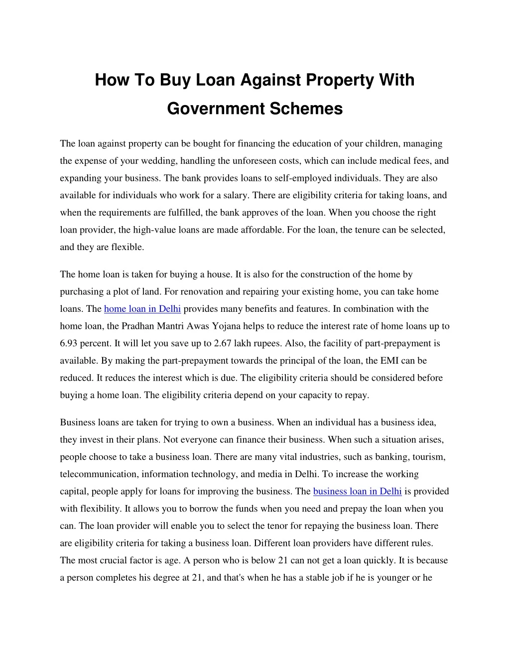 how to buy loan against property with
