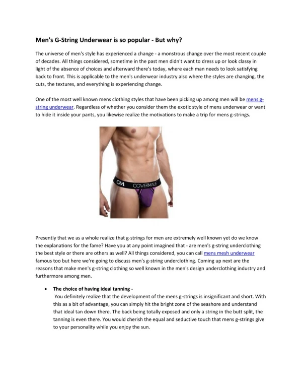 Men's g-string underwear is so popular - but why?