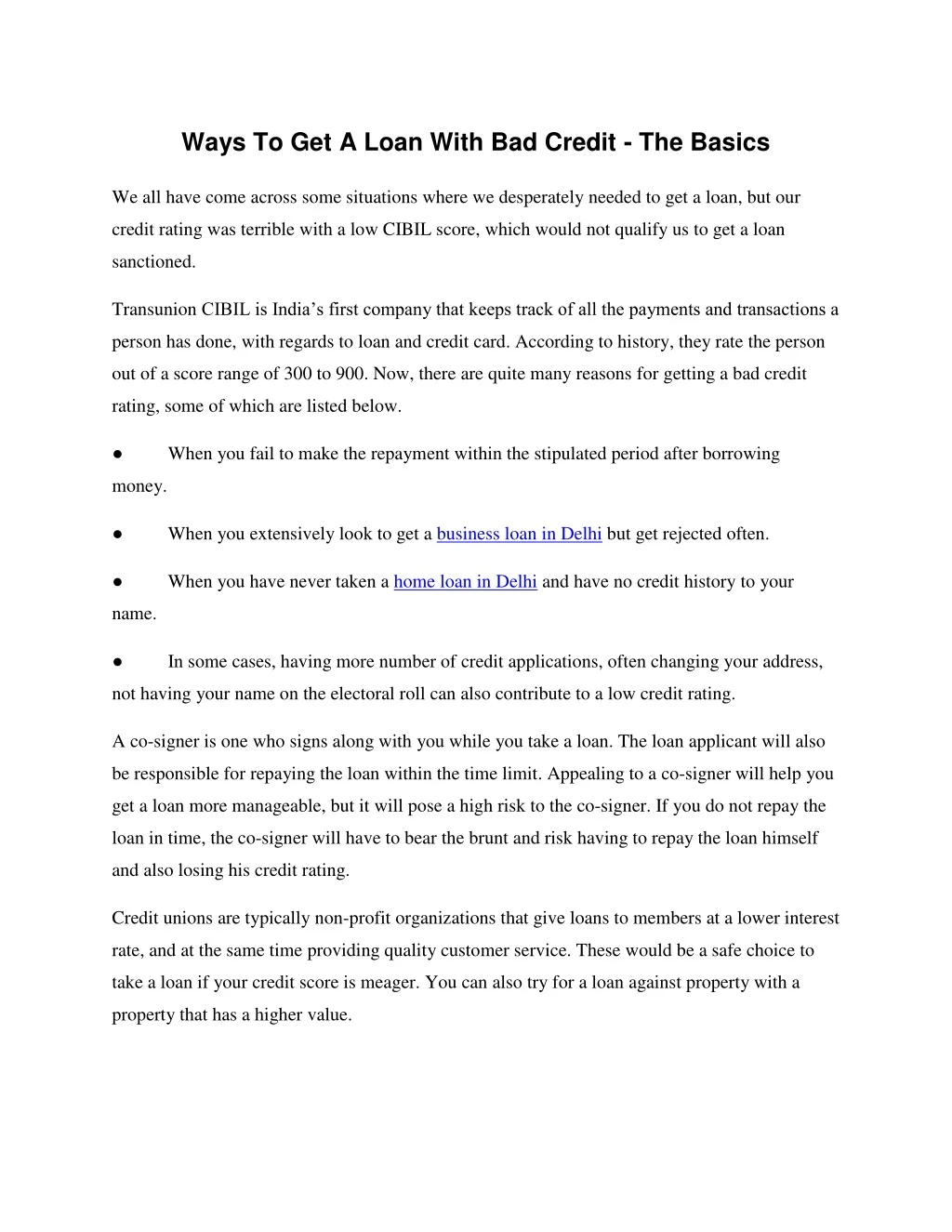 ways to get a loan with bad credit the basics