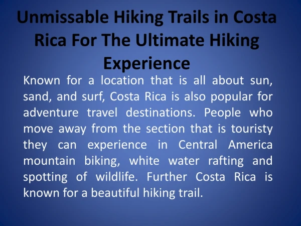Unmissable Hiking Trails in Costa Rica For The Ultimate Hiking Experience