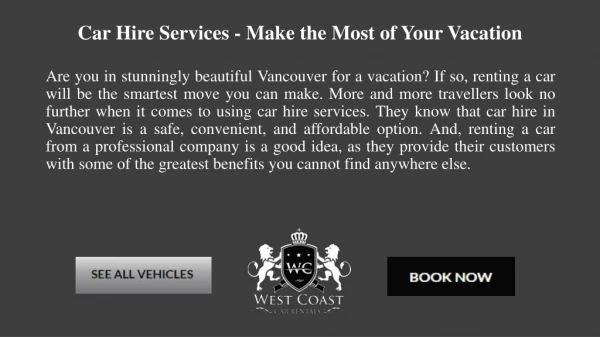 Car Hire Services-Make the Most of Your Vacation