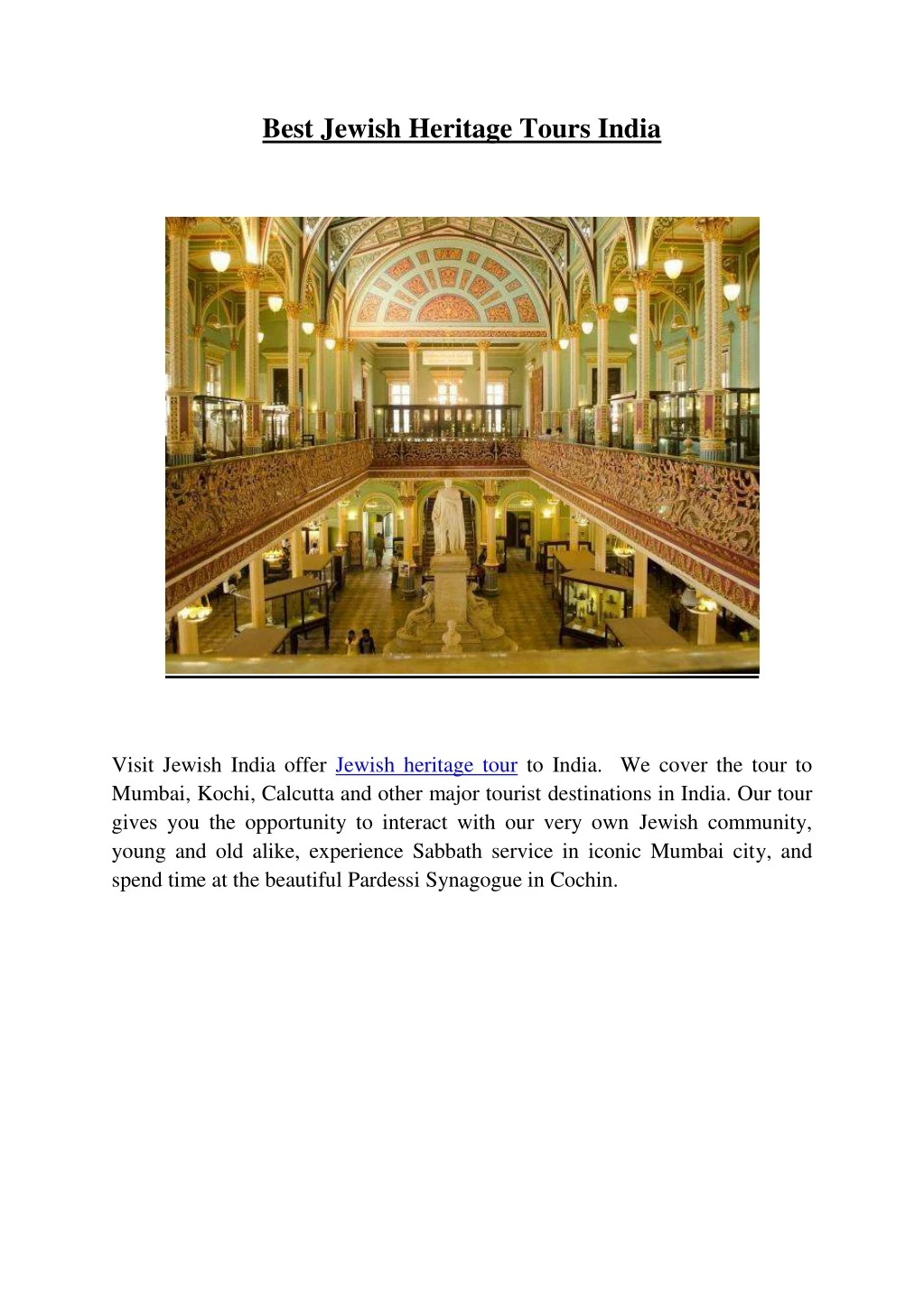 best jewish heritage tours india