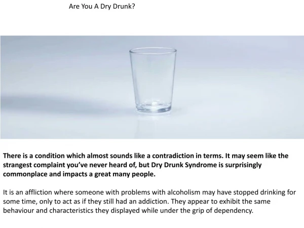 Are You A Dry Drunk?