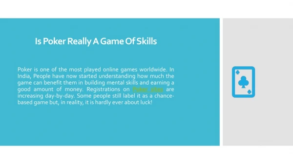 is poker really a game of skills