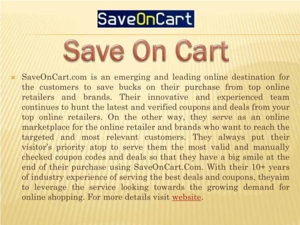 Save On Cart offers Online Promo Codes