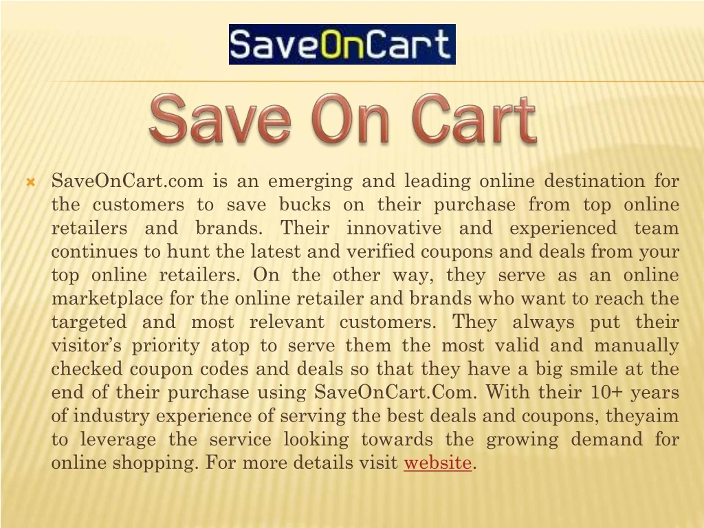 saveoncart com is an emerging and leading online