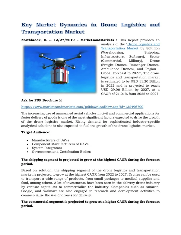 Key Market Dynamics in Drone Logistics and Transportation Market