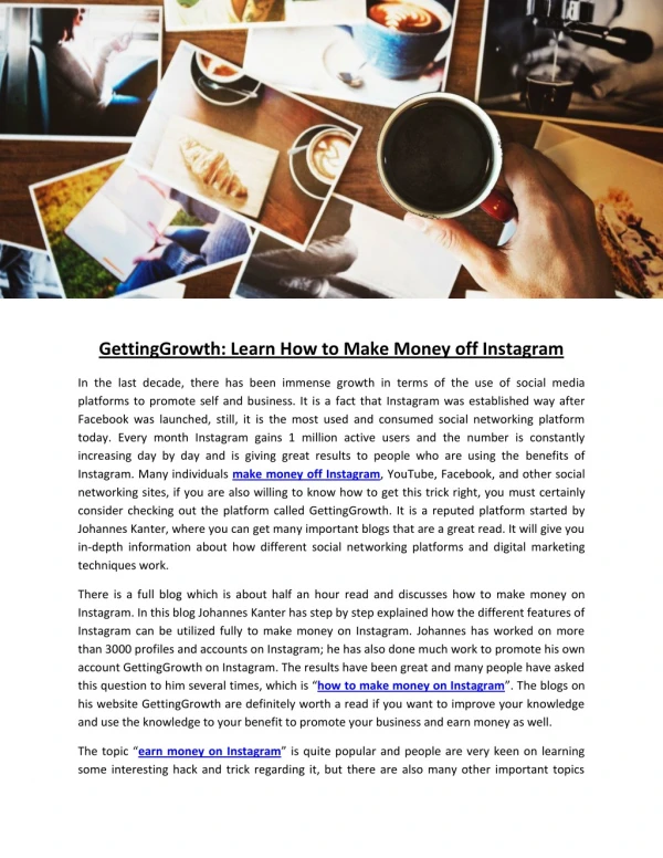 GettingGrowth: Learn How to Make Money off Instagram