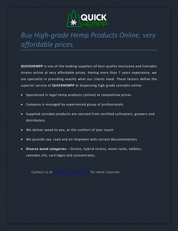 Buy High-grade Hemp Products Online, very affordable prices.