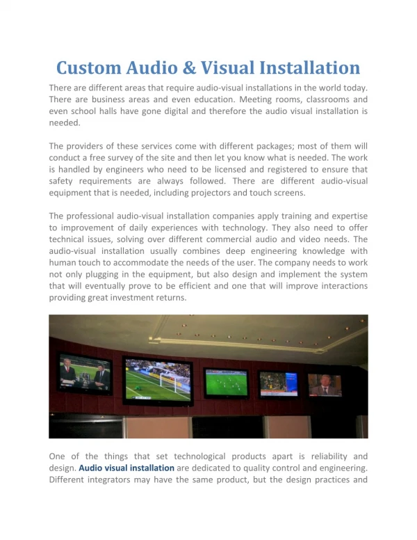 Audio Visual Installation | AV Installation Liverpool