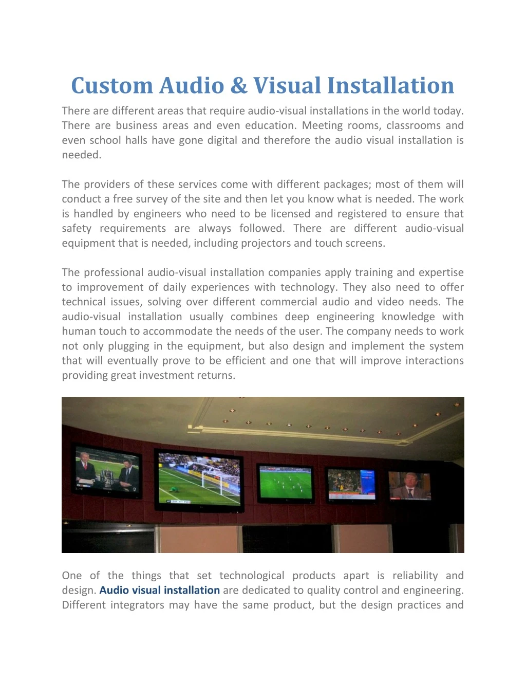 custom audio visual installation