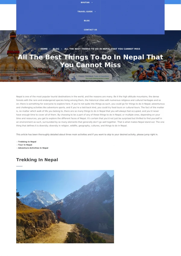 Things to do in Nepal