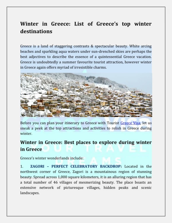 Winter in Greece: List of Greece’s top winter destinations