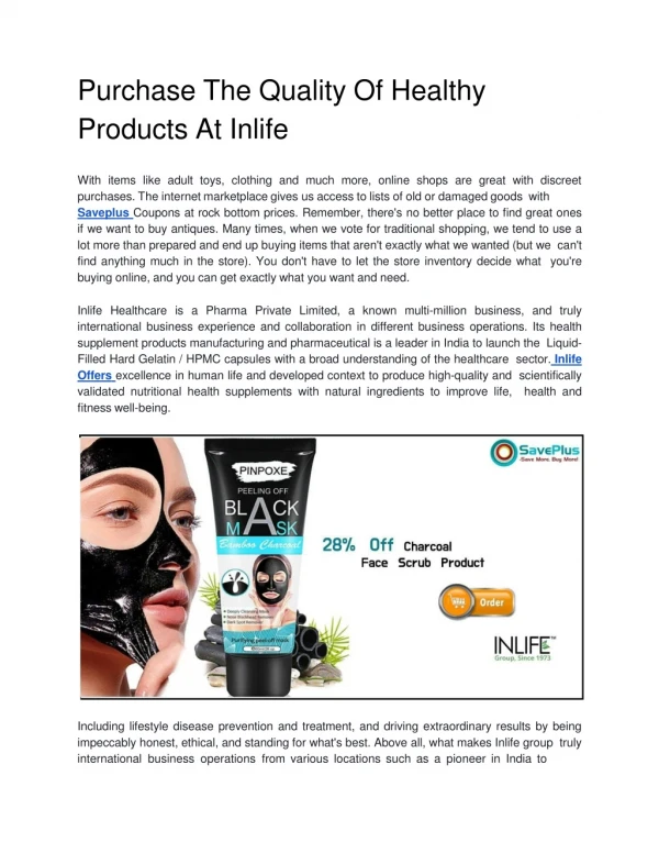 purchase the quality of healthy products at inlife