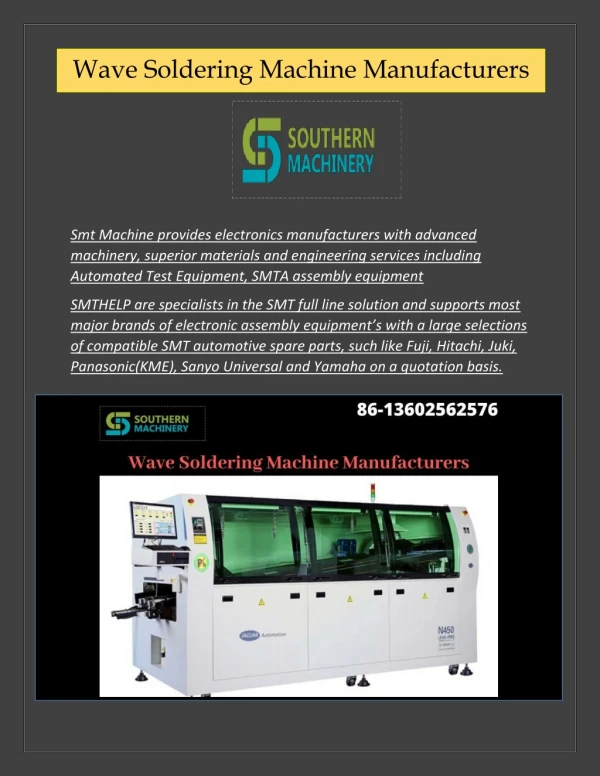 Wave Soldering Machine Manufacturers