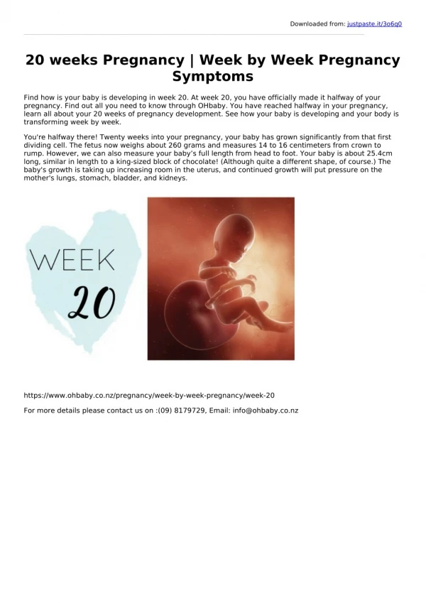 20 Weeks Pregnant | Pregnancy Week-by-Week Symptoms