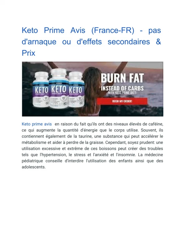 Keto Prime Avis (France-FR) - pas d'arnaque ou d'effets secondaires & Prix