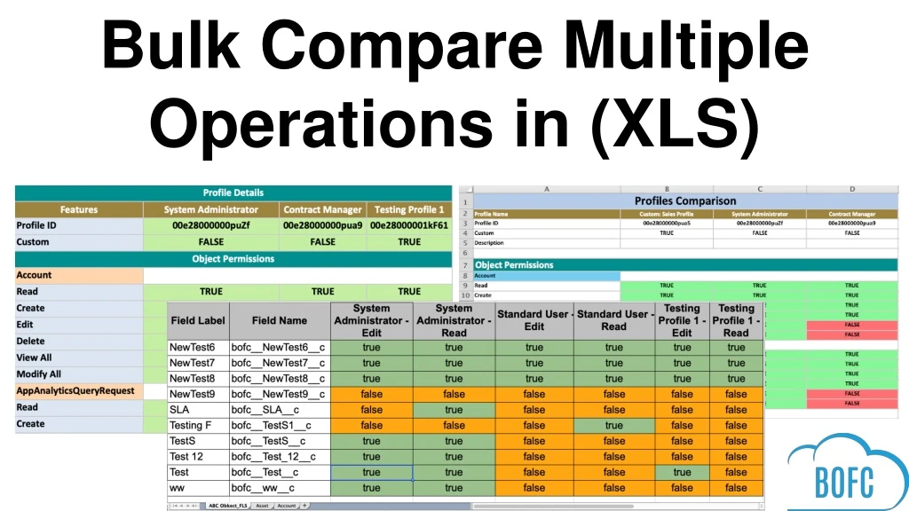 bulk compare multiple operations in xls