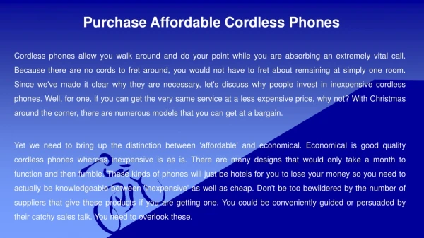 Purchase Affordable Cordless Phones